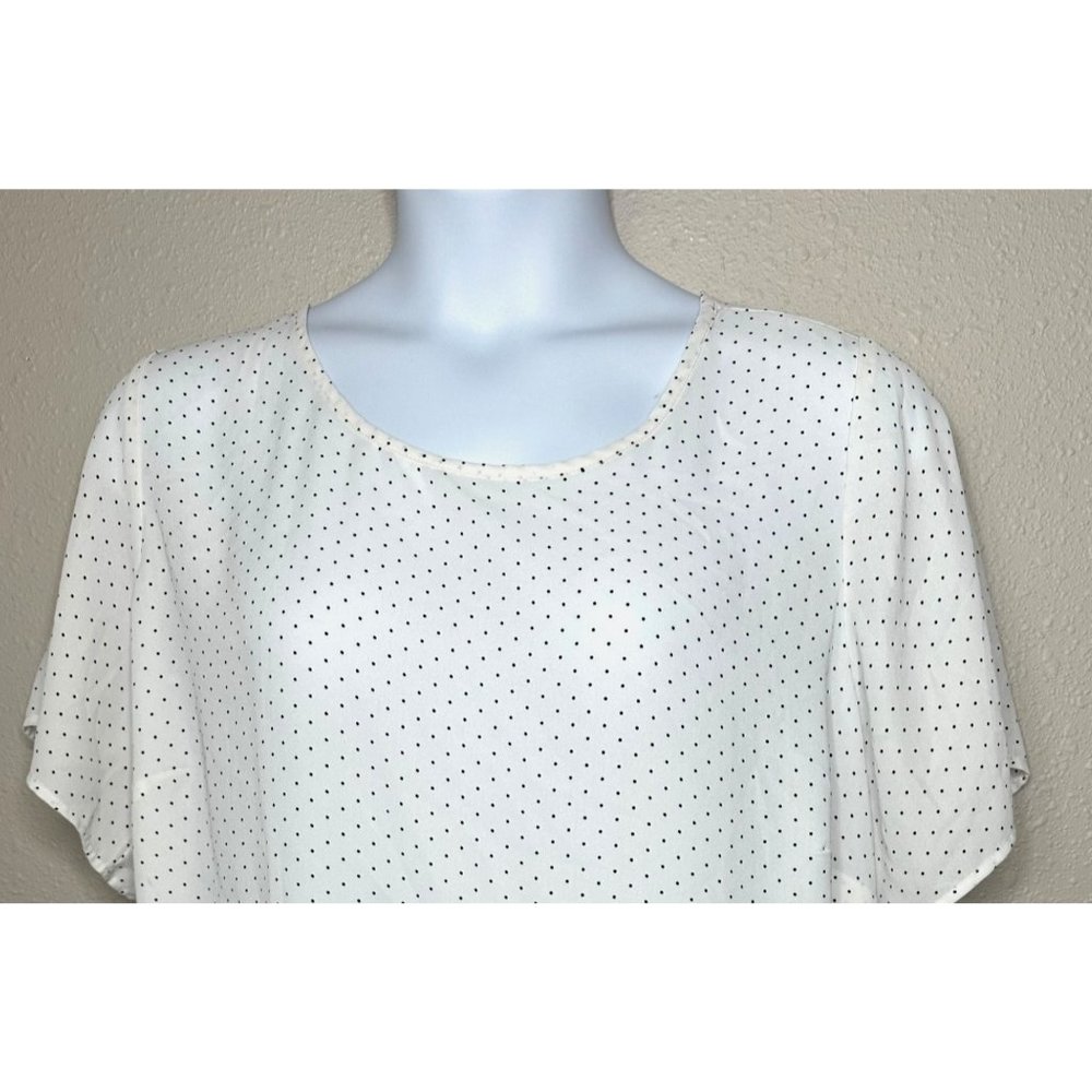 PREMISE WOMAN SHEER TOP WHITE WITH BLACK POLKA DOTS SIZE 2X